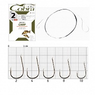 Крючки рыболовные COBRA с поводком CARP 70cm